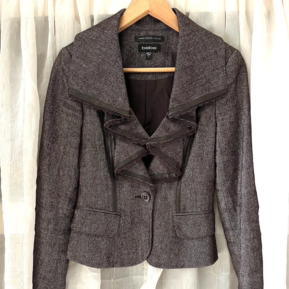 Bebe Blazer Jacket with leather accent